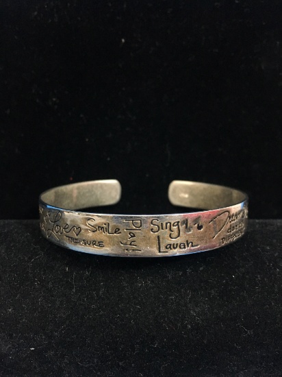 LA Sterling Silver Motivational Cuff Bracelet