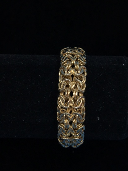 Milor Italy Extra Thick Byzantine Style Woven 7" Chain Bracelet - 24 Grams