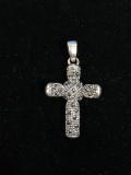 Designer Sterling Silver & Marcasite Cross Pendant