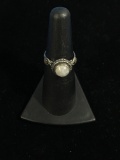 Bali Style Sterling Silver & Moonstone Ring - Size 5.75