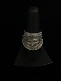 Vintage Israel Filigree Sterling Silver Tall Ring - Size 7.5