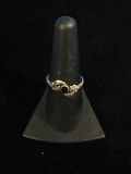 Vintage Sterling Silver & Black Onyx Leaf Ring - Size 7.75