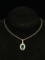 NEW LC Emerald & White Sapphire Sterling Silver Pendant W/ 18