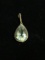 Henri Purec Sterling Silver, Pear Green Amethyst, & Diamond Pendant