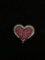 Sterling Silver & Pink Gemstone Cluster Heart Pendant