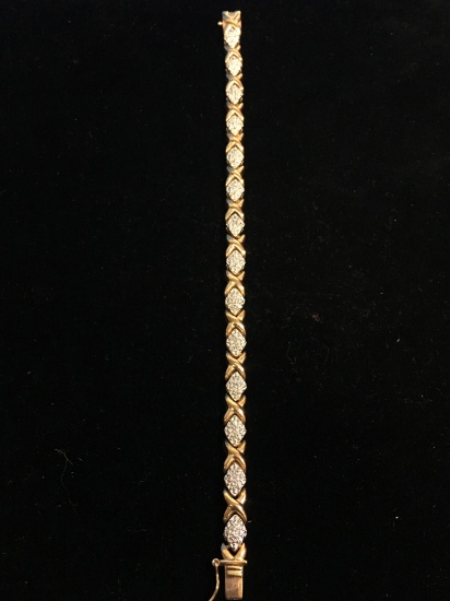 Gold Sterling Silver & Diamond 7.25" Tennis Bracelet