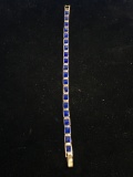 Old Pawn Sterling Silver & Blue Lapis Chain Link 7.5