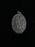 Repousse Sterling Silver Puffy Floral Pendant