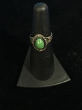 Old Pawn Native American Sterling Silver & Green Turquoise Ring - Size 5.5