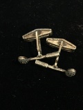 Sterling Silver & Marcasite Golf Club Cuff Links