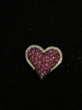 Sterling Silver & Pink Gemstone Cluster Heart Pendant
