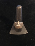 Vintage Artisan Carved Sterling Silver Eagle's Head Large Ring - Size 9.75