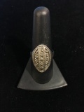 Sterling Silver & Full Marcasite Face Ring - Size 8.5