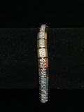 Thick Sterling Silver & Diamond Link 7.5