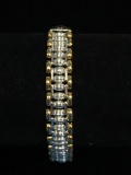 Milor Italy Sterling Silver Two Tone Wide Chain Link Bracelet - 7