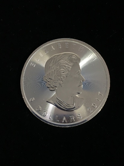 1 Troy Ounce 2017 Canada $5 .9999 Extra Fine Silver Maple Leaf Round Silver Bullion Coin