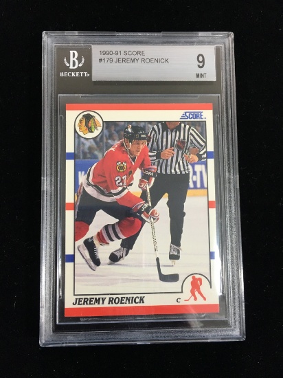 BGS Graded 1990-91 Score Jeremy Roenick Black Hawks Rookie Hockey Card - Mint 9