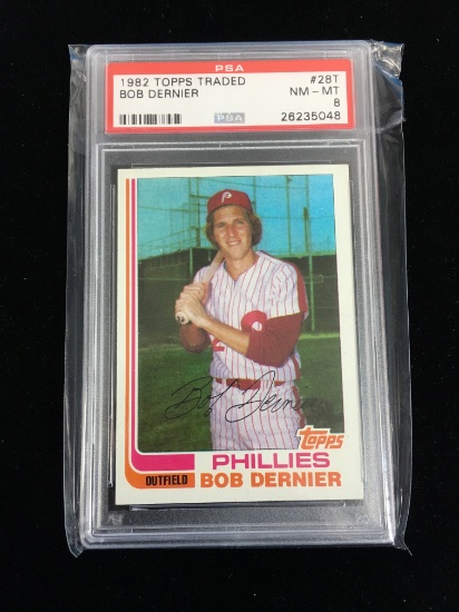 PSA Graded 1982 Topps Traded Bob Dernier Phillies Baseball Card
