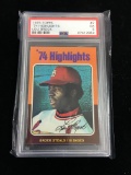 PSA Graded 1975 Topps Highlights Lou Brock Cardinals Baseball Card