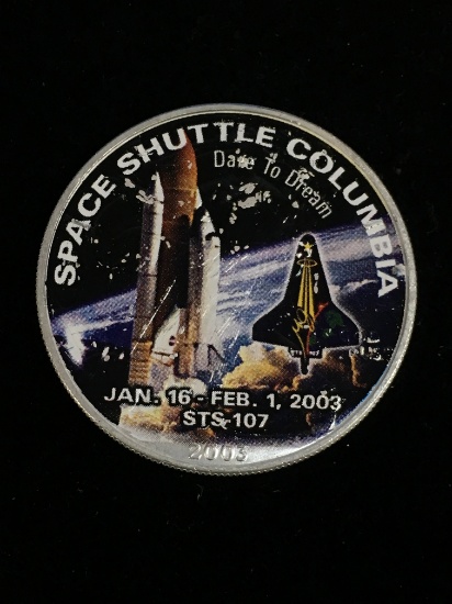 2003 Space Shuttle Columbia Colorized 1 Ounce .999 Fine Silver American Eagle Dollar Bullion Coin