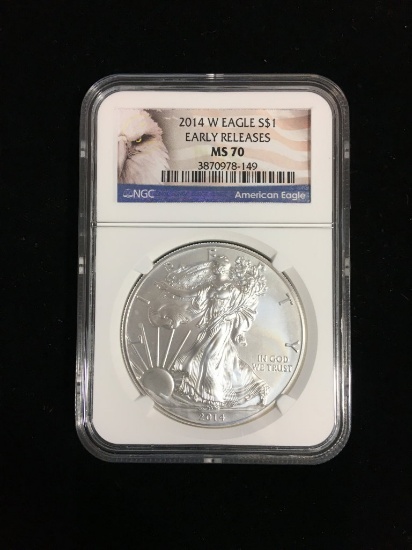 NGC 2014 W 1 Ounce .999 Fine Silver American Eagle Bullion Coin MS70 Graded
