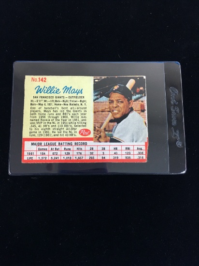 1962 Post #142 Willie Mays Giants Baseball Card