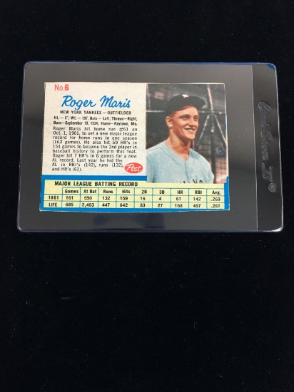 1962 Post #6 Roger Maris Yankees Baseball Card (61 Home Runs)
