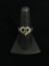 Designer NDI Sterling Silver & Diamond Cluster Heart Ring - Size 6.75