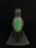 Old Pawn Native American Sterling Silver & Green Turquoise Ring - Size 5.25