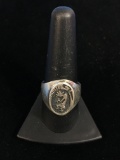 Old Pawn Native American Carved Sterling Silver Kachina Dancer Ring - Size 9.75