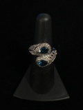 Sterling Silver & Blue Gemstone Ring - Size 5.75