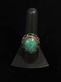 Old Pawn Taxco Sterling Silver & Turquoise Ring - Size 8