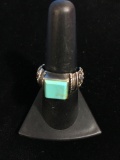 FAS Sterling Silver & Turquoise Ring - Size 7.75