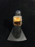 Old Pawn Sterling Silver & Tiger's Eye Ring - Size 4
