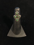 Old Pawn Native American Sterling Silver & Green Turquoise Ring - Size 3.5