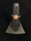 Old Pawn Native American Sterling Silver & Red Coral Ring - Size 5.25