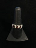 Designer ND Red Garnet & CZ Sterling Silver Ring - Size 7.5