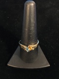 Diamond, Gold, & Blue Topaz Sterling Silver Ring - Size 10