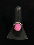 Pink Druzy Quartz Sterling Silver Ring - Size 8.5