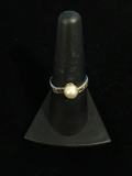 Marcasite & Pearl Sterling Silver Ring - Size 7.75