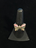 Sterling Silver & Shell Inlay Butterfly Ring - Size 7.5