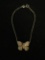Vintage Sterling Silver Chain Bracelet W/ Butterfly Pendant