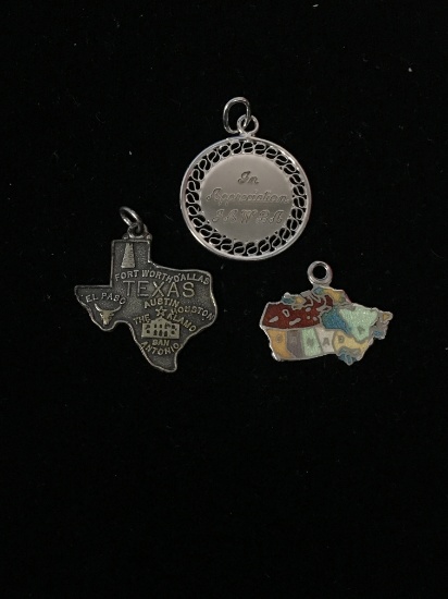 3 Sterling Silver Charm Pendants