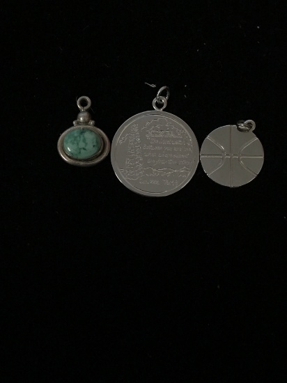 3 Sterling Silver Charm Pendants