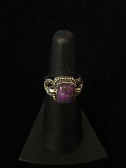 Purple Earthstone Set in Sterling Silver Ring - Size 6