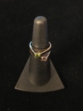 Modernist Sterling Silver, Peridot, & Amethyst Ring - Size 6