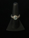 RSE Sterling Silver Ring W/ Blue Topaz & Diamond - Size 6.75