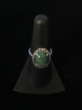 Vintage Sterling Silver & Jade Ring - Size 6.5