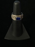 Old Pawn Sterling Silver & Blue Lapis Ring - Size 6