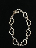 Sterling Silver Heart Link Chain Bracelet - 7.5